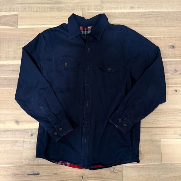 Lands' End Other - Lands end Sz Med Navy blue button up shirt with red plaid lining